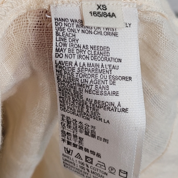 FREE PEOPLE XS Bali Birdie Long Sleeve Embroidered Peasant Tie/Open Back Tunic - Picture 9 of 11